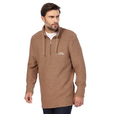 Brown textured half-zip jumper